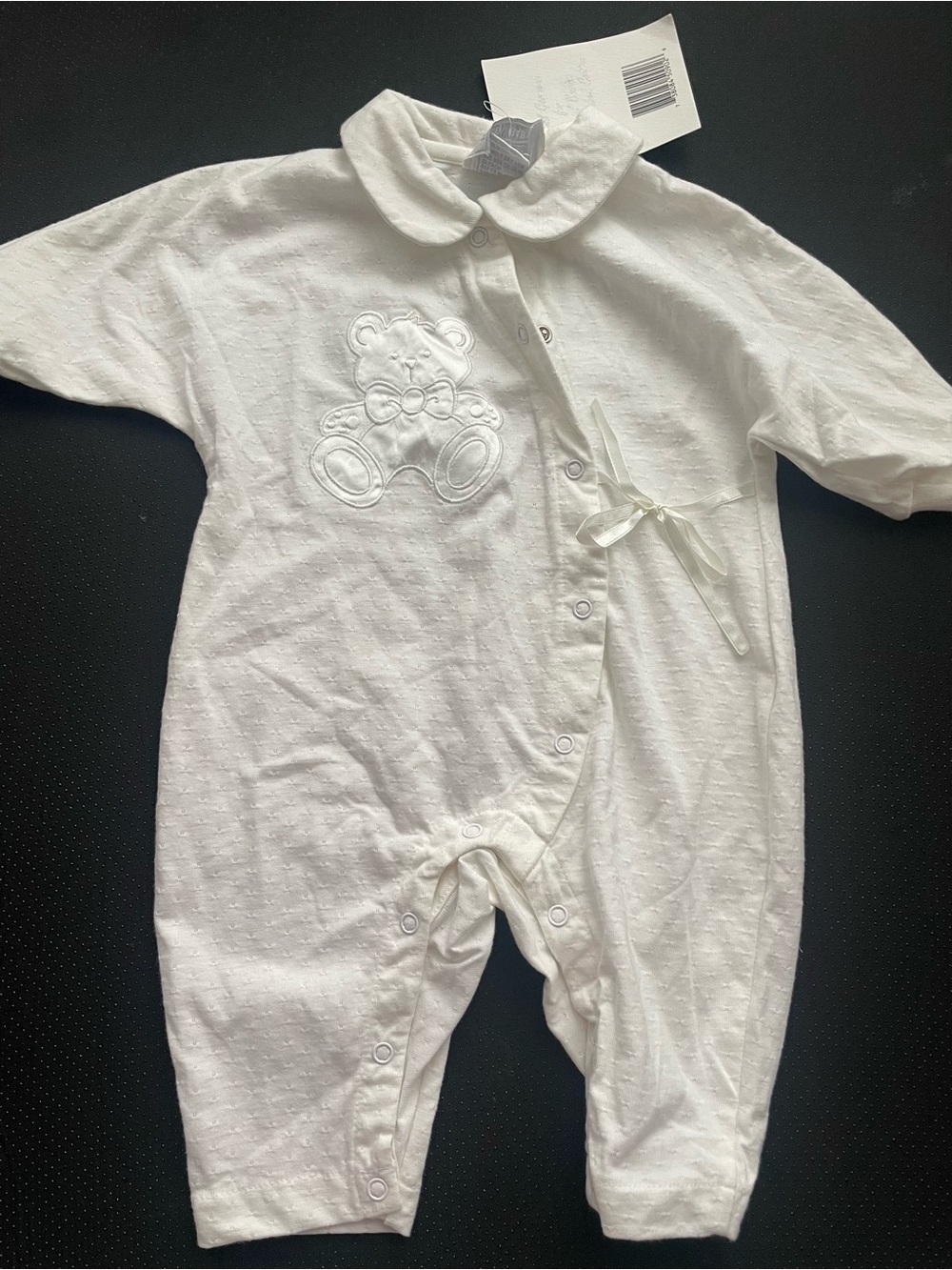 Classic White Baby Footie One-Piece with Teddy Applique